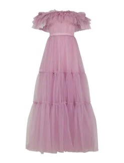 BCBGMAXAZRIA Charmante Off-the-Shoulder Gown -Daily Wear Shop 12.30 MX07D32E LAV 003