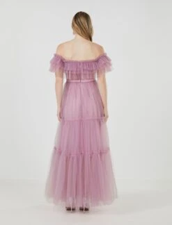 BCBGMAXAZRIA Charmante Off-the-Shoulder Gown -Daily Wear Shop 12.30 D MX07D32E LAV 1675