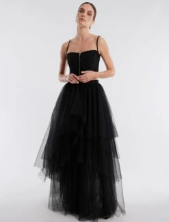 BCBGMAXAZRIA Layered Ruffle Tulle Skirt -Daily Wear Shop 2.28 B 2VX2B44E BLK 2 HiRes
