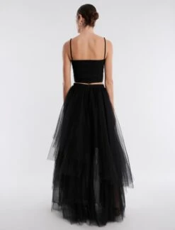 BCBGMAXAZRIA Layered Ruffle Tulle Skirt -Daily Wear Shop 2.28 B 2VX2B44E BLK 4 HiRes