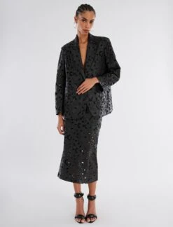 BCBGMAXAZRIA Anabelle Faux Leather Lace Skirt -Daily Wear Shop 2.28 D ADR40336 001 5