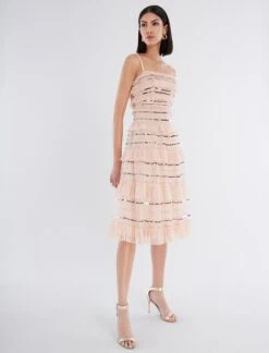 BCBGMAXAZRIA Mirielle Ruffle Dress -Daily Wear Shop 2.28 D MX01D15E PNK 3