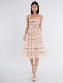 BCBGMAXAZRIA Mirielle Ruffle Dress -Daily Wear Shop 2.28 D MX01D15E PNK 5