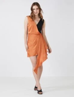 BCBGMAXAZRIA Josephine Colorblock Drape Mini Dress