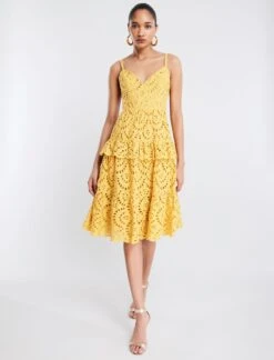 BCBGMAXAZRIA Camille Eyelet Lace Midi Dress -Daily Wear Shop 3.30 D 2X01D61E OCH 5