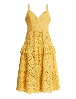 BCBGMAXAZRIA Camille Eyelet Lace Midi Dress -Daily Wear Shop 3.30 D 2X01D61E OCH 8