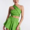 BCBGMAXAZRIA Kat One Shoulder Crop Top -Daily Wear Shop 3.30 T AFD10479 312 1