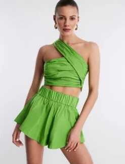 BCBGMAXAZRIA Kat One Shoulder Crop Top