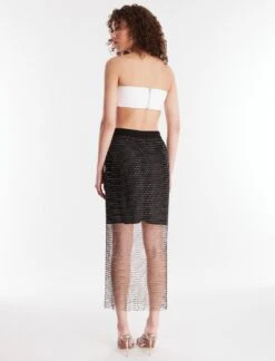 BCBGMAXAZRIA Arlo Sparkle Net Skirt -Daily Wear Shop 4.30 B AGA30537 001 4