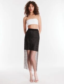 BCBGMAXAZRIA Arlo Sparkle Net Skirt -Daily Wear Shop 4.30 B AGA30537 001 5