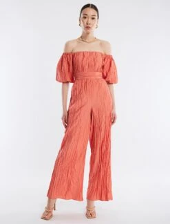 BCBGMAXAZRIA Felix Puff Sleeve Jumpsuit -Daily Wear Shop 4.30 D 2X03D06E GIN 2