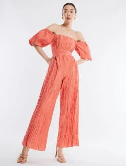 BCBGMAXAZRIA Felix Puff Sleeve Jumpsuit -Daily Wear Shop 4.30 D 2X03D06E GIN 5