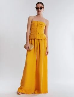 BCBGMAXAZRIA Remington Linen Wide-Leg Trouser -Daily Wear Shop 5.30 B AGS20575 704 5