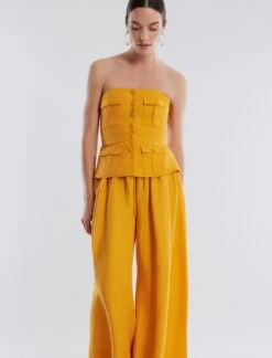 BCBGMAXAZRIA Remington Linen Wide-Leg Trouser -Daily Wear Shop 5.30 B AGS20575 704 6