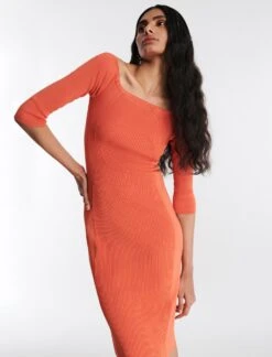 BCBGMAXAZRIA Dexter Off-The-Shoulder Midi Dress -Daily Wear Shop 5.30 D 2XX3S13E GIN 2