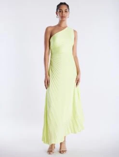 BCBGMAXAZRIA Acacia One Shoulder Satin Gown