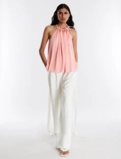 BCBGMAXAZRIA Neck Tie Halter Top -Daily Wear Shop 5.30 T 2XX3T32E PCH 5