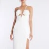 BCBGMAXAZRIA Aida Plunging Halter Midi Dress -Daily Wear Shop 6.30 D MY03D33E OFF 1