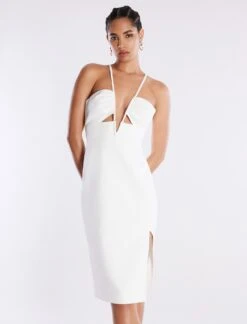 BCBGMAXAZRIA Aida Plunging Halter Midi Dress -Daily Wear Shop 6.30 D MY03D33E OFF 5