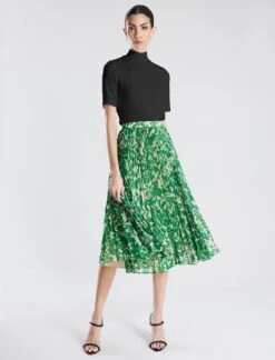 BCBGMAXAZRIA A-Line Pleated Midi Skirt -Daily Wear Shop 7.30 B 2Y05B32E LEA 5