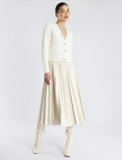 BCBGMAXAZRIA Audette Faux Leather Pleated Midi Skirt