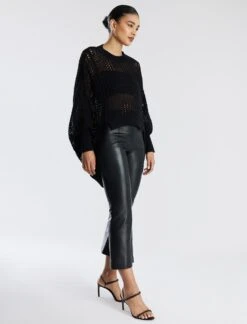 BCBGMAXAZRIA Faux Leather Crop Pant -Daily Wear Shop 7.30 B 2Y05B35E BLK 3