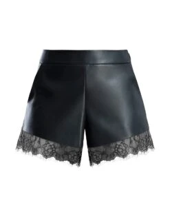 BCBGMAXAZRIA Lace Trim Faux Leather Short -Daily Wear Shop 7.30 B 2Y05B37E BLK 8