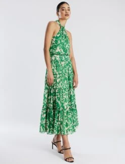 BCBGMAXAZRIA Adrianna Halter Midi Dress -Daily Wear Shop 7.30 D 2Y05D47E LEA 3