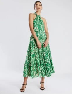 BCBGMAXAZRIA Adrianna Halter Midi Dress -Daily Wear Shop 7.30 D 2Y05D47E LEA 5