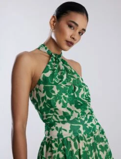 BCBGMAXAZRIA Adrianna Halter Midi Dress -Daily Wear Shop 7.30 D 2Y05D47E LEA 6