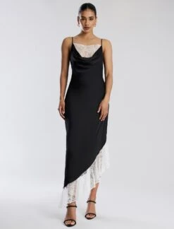 BCBGMAXAZRIA Romilly Satin Lace Gown -Daily Wear Shop 7.30 D 2Y06D55E BN7 5