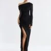 BCBGMAXAZRIA Pallas One Shoulder Ruched Gown -Daily Wear Shop 7.30 D 2YX6D56E BLK 1