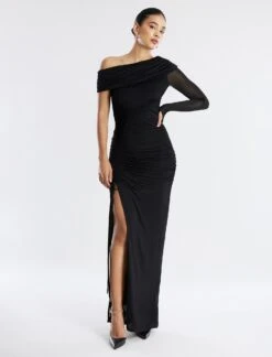 BCBGMAXAZRIA Pallas One Shoulder Ruched Gown -Daily Wear Shop 7.30 D 2YX6D56E BLK 5