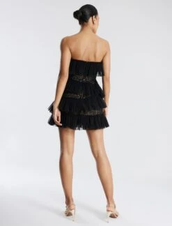 BCBGMAXAZRIA Lilia Pleated Ruffle Lace Mini Dress 14 BCBGMAXAZRIA Lilia Pleated Ruffle Lace Mini Dress -Daily Wear Shop 7.30 D MY05D02E BLK 4