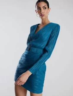 BCBGMAXAZRIA Amabel Long Sleeve Mini Dress -Daily Wear Shop 7.30 D MY05D04E BLU 3