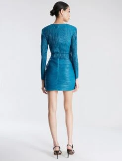 BCBGMAXAZRIA Amabel Long Sleeve Mini Dress -Daily Wear Shop 7.30 D MY05D04E BLU 4