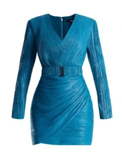 BCBGMAXAZRIA Amabel Long Sleeve Mini Dress -Daily Wear Shop 7.30 D MY05D04E BLU 8