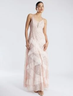 Best Seller 7 BCBGMAXAZRIA Isla Beaded Illusion Ruffle Gown