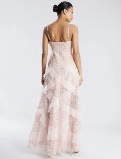 BCBGMAXAZRIA Isla Beaded Illusion Ruffle Gown -Daily Wear Shop 7.30 D MY05D07E PNK 4