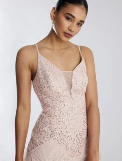 BCBGMAXAZRIA Isla Beaded Illusion Ruffle Gown -Daily Wear Shop 7.30 D MY05D07E PNK 5