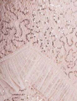 BCBGMAXAZRIA Isla Beaded Illusion Ruffle Gown -Daily Wear Shop 7.30 D MY05D07E PNK 7