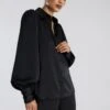 BCBGMAXAZRIA Balloon Sleeve Button-Up Top -Daily Wear Shop 7.30 T 2B06T05E BLK 1