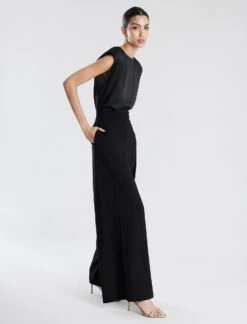 BCBGMAXAZRIA Cap Sleeve Crew Neck Satin Top -Daily Wear Shop 7.30 T 2YX5T57E BLK 3